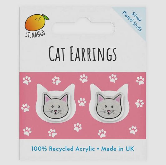 Cat Earrings in White